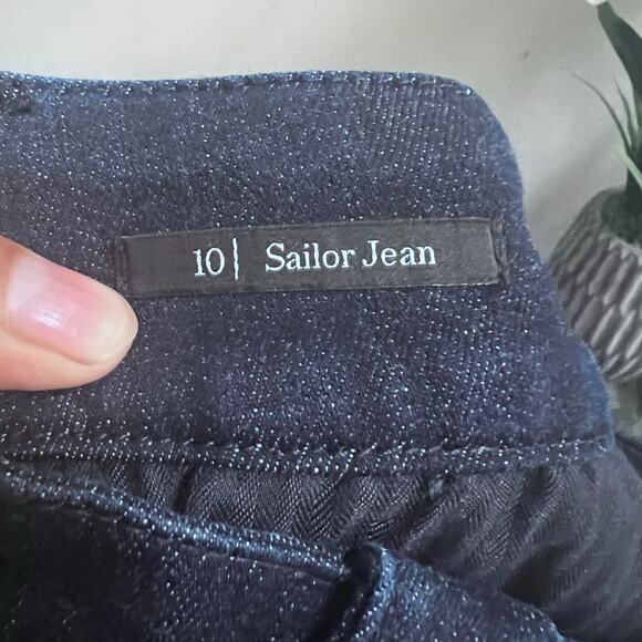 Talbots High Rise Wide Leg Sailor Jeans 10‎ Blue Dark Wash Women's Raw Hem - Picture 8 of 10